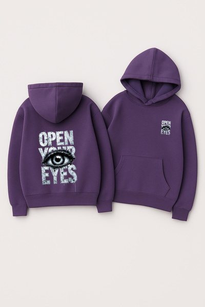 CLASSY.MODA Unisex με κουκούλα oversized με τύπωμα Φούτερ – Ανοίξτε τα μάτια ...