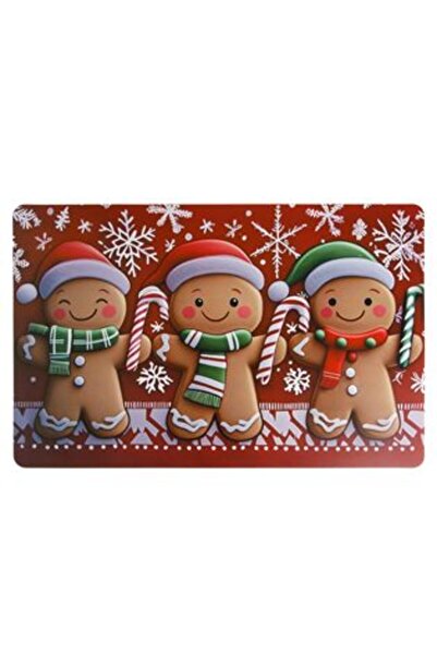Tessari Set 4 x Christmas Plate Mat with Gingerbread Man Figurine Pattern 43.5 x 28.5 cm