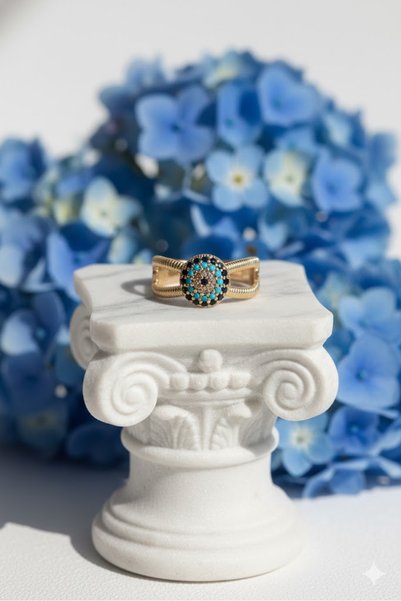 Dorvina Gold Color Adjustable Women's Ring Evil Eye Bead Model Non-Tarnish |   Stylish and Durable Jewelry, Accessory
