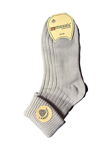 MOSAİC SOCKS Kıvrık Lambswool Yün Unisex Düz Renk Bot Çorabı 38-40