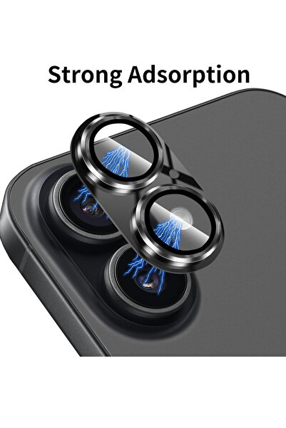 KVK PRİVACY iPhone 17 Uyumlu Metal Çerçeveli Tam Kaplayan Safir Cam Kamera Le...