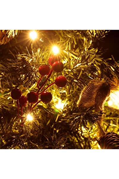 Tessari Decorative Tabletop Christmas Tree with 20 LED Lights, Cones, Battery-Powered Stand - 50 cm