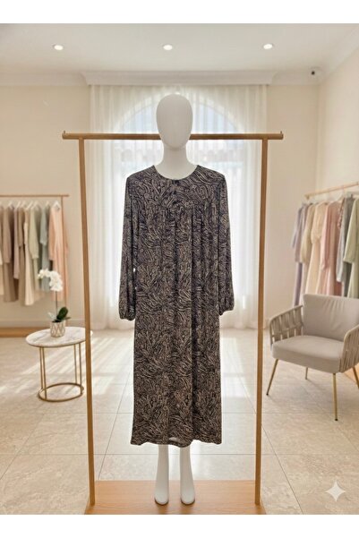 fariza tekstil فستان أمومة واسع من قماش البنفسج مع ربطة عنق