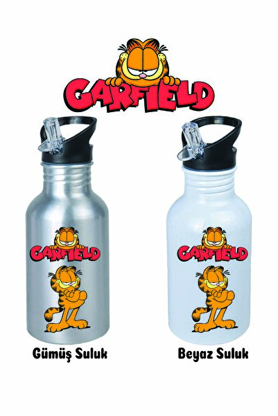DKDZ SHOP Garfielddd Printed Metal Durable Water Bottle with Straw 600ml.