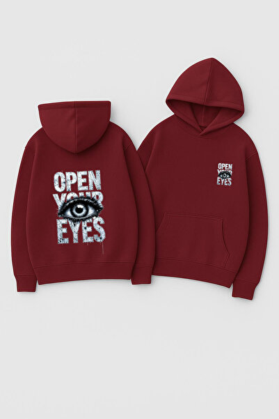 CLASSY.MODA Унисекс суитшърт с качулка и принт – Отвори очите си Илюстрация н...