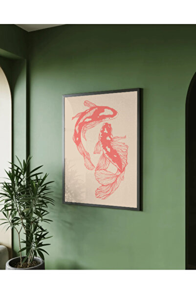 512 STORE Japon Estetik Modern Two Fish Denge Balık Tasarım Çerçevesiz Kuşe Kağıt Poster Ev Dekor SERİ02