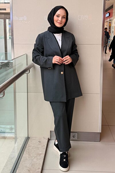 Ghisa Fringe Piping Patterned Jacket and Pants Set