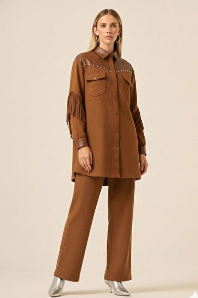 FTZ WOMEN Women's Scuba Suede Double Suit Brown 31232