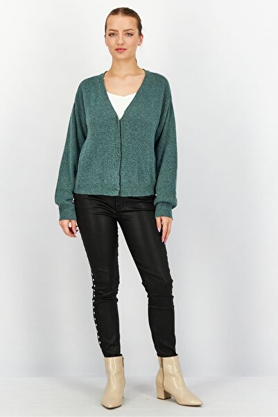 Tchibo Women V-neck Long Sleeve Knitted Cardigan, Green