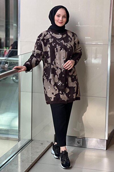 Nuss Angora Cardigan with Camouflage Pattern and Snap Buttons on the Front