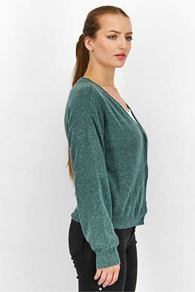 Tchibo Women V-neck Long Sleeve Knitted Cardigan, Green