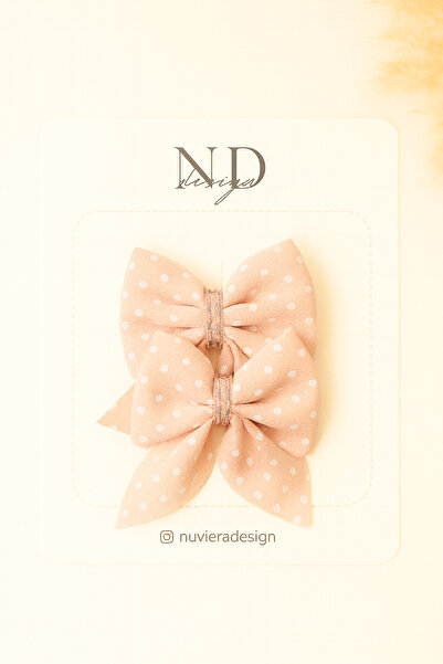 Nuviera Design Pastel Pembe Fiyonk Klipsli Toka - 2'li Set