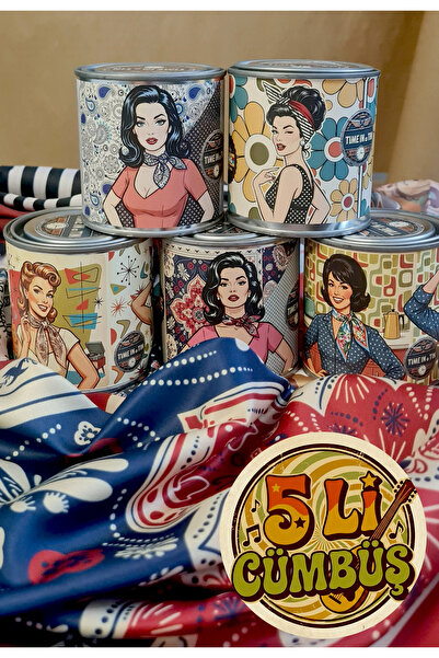 Time in a Tin 5 Adet Retro Kutulu Fular – Teneke Kutuda Yasemin Kokulu Hediye...