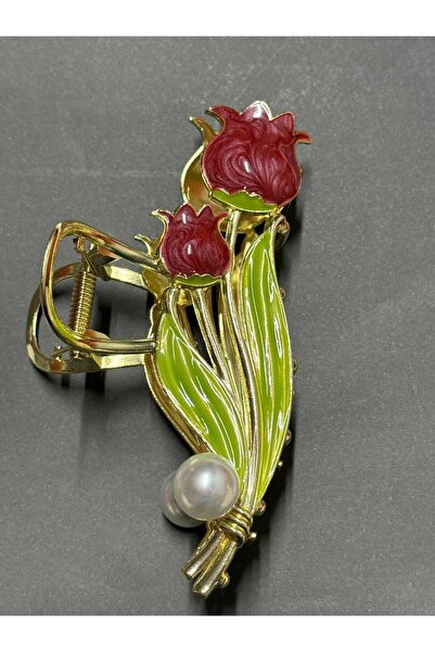 JHTshop Large Size Double Tulip Metal Latch Buckle - Dark Pink