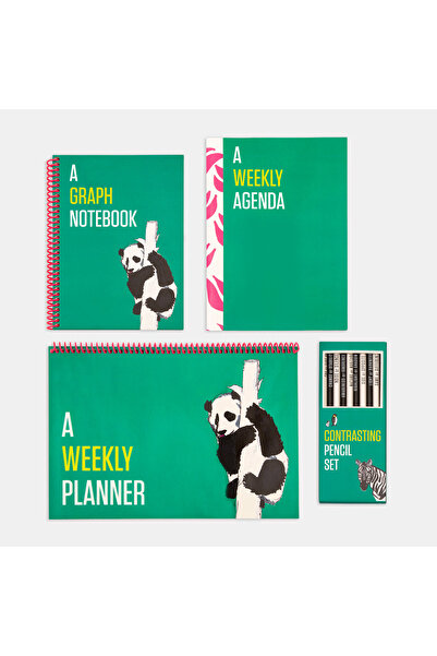 PK Design Kontrastni set od 4 komada - planer, agenda, sveska i set olovki
