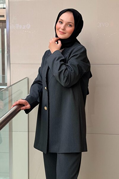 Ghisa Fringe Piping Patterned Jacket and Pants Set