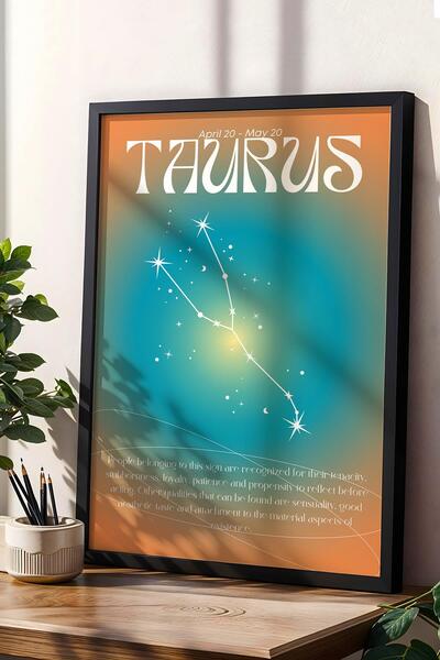 Saturn Pictură înrămată cu semnul Taurului, Aura, culori energetice, simbol a...