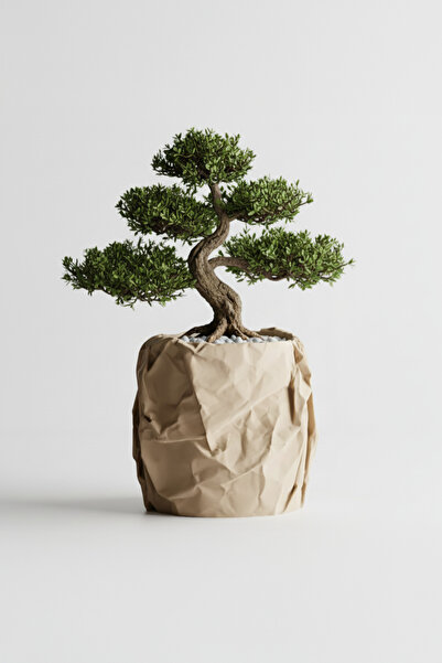 OEM Decorative Flower Pot and Key Tray Set Crumpled Design, Sandstone Beige color