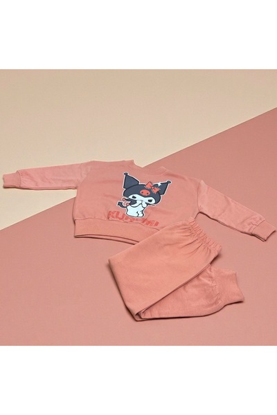 Akcan طقم رياضي للأطفال من كورومي مطبوع سلمون/داستي روز