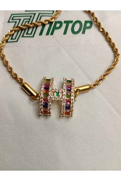 / TİPTOP / GOLD ÇOK RENK TAŞLI ÇELİK BİLEKLİK