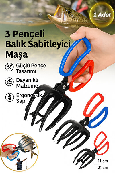 Hane Dostu 3 Pençeli Balık Sabitleyici Maşa – Kaymaz Tutuşlu Pratik Balık Tutma Aparatı