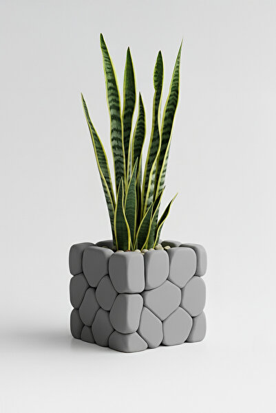 OEM Decorative flower pot with stone touch design, Graphite Mist color