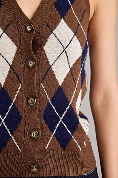 DeFacto εφαρμοστό Γιλέκο με λεπτή εφαρμογή με λαιμόκοψη και διαμαντένιο σχέδιο G7503AX25WN