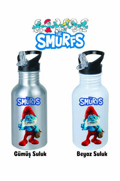 DKDZ SHOP Şirinlerrr Printed Metal Straw Drinker 600ml.