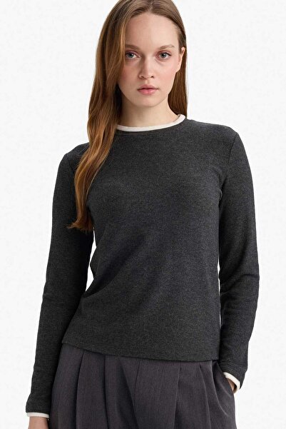 DeFacto Regular Fit Crew Neck Long Sleeve T-Shirt Tunic G5061Ax25Wn