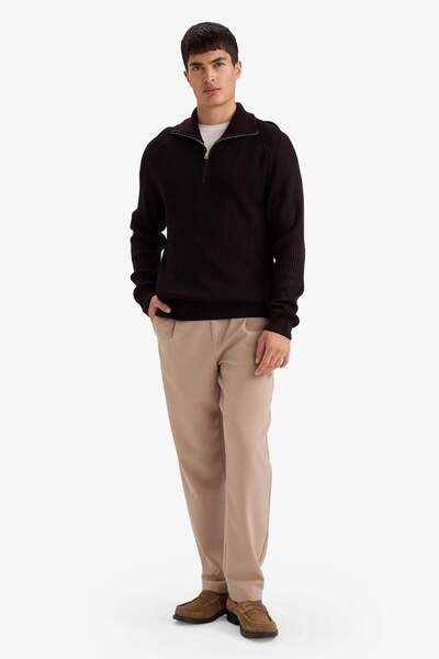 DeFacto Πλεκτό πουλόβερ με μισό φερμουάρ Standard Fit D4209AX25WN