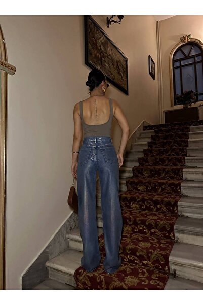 D'RECCY PANTALONI DE DENIM LUCIȚI talie înaltă PENTRU FEMEI