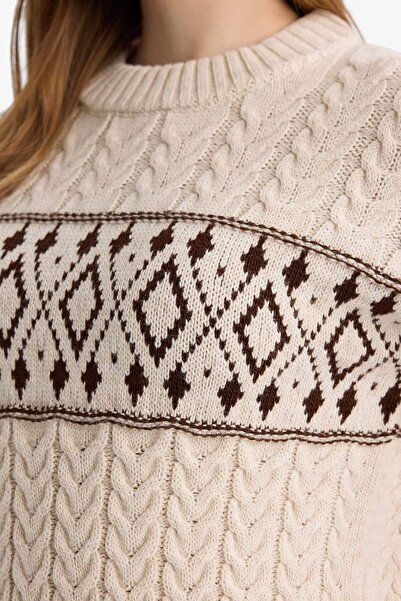 DeFacto Πλεκτό πουλόβερ με λαιμόκοψη κανονικής εφαρμογής G6341AX25WN