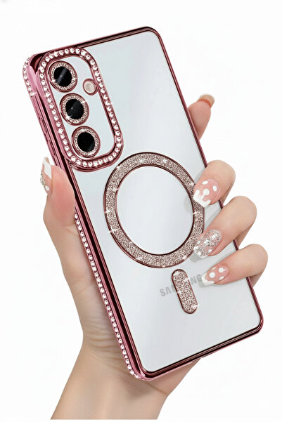 Kipgsm Samsung Galaxy A16 Uyumlu Kılıf Simli Magsafe Şarj Destekli Kamera Len...