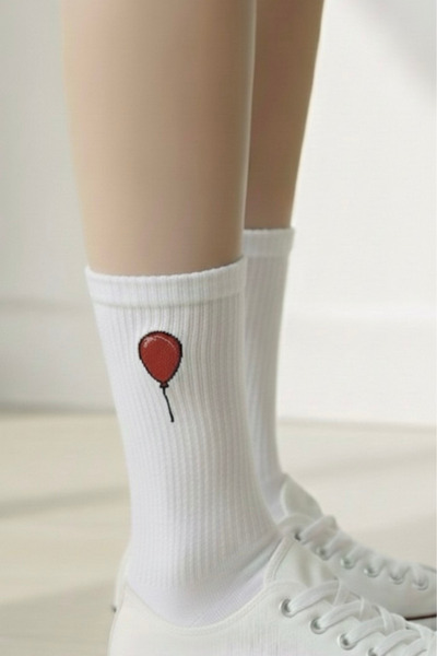 AYDK Small Balloon Embroidered Colorful 3 Pair Minimal Unisex Socks Set