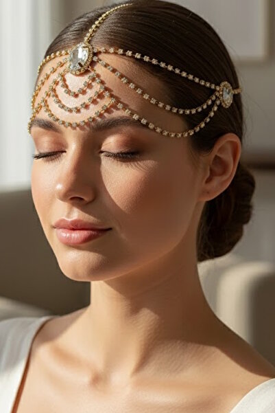 CAŞ DEKORASYON Accesoriu pentru păr cu piatră de culoare aurie