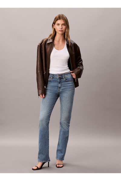 Calvin Klein Jeans Yüksek Bel Düz Paça Skinny Fit Mavi Kadın Denim Pantolon LV047D733GYYC