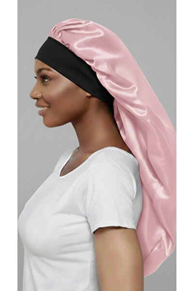 MODA Pudra pembe Uzun Saç Koruyucu Bone Gece Boneti Elektriklenme Önleyici & ...