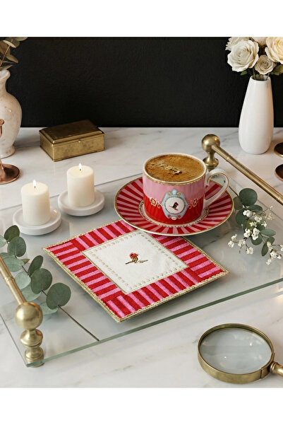 Agbtrend 2 Adet Kırmızı Pip Studio Uyumlu Nakışlı Love Bird Detaylı Kare Kokt...