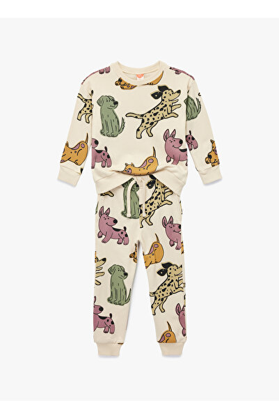 Koton Desenli Bej Bebek Eşofman Takımı 6WMB10032TK-A