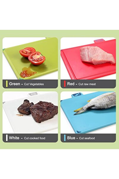 Bukela 4-Color Coded Plastic Cutting Boards Set BPA-Free Kitchen Chopping Boards