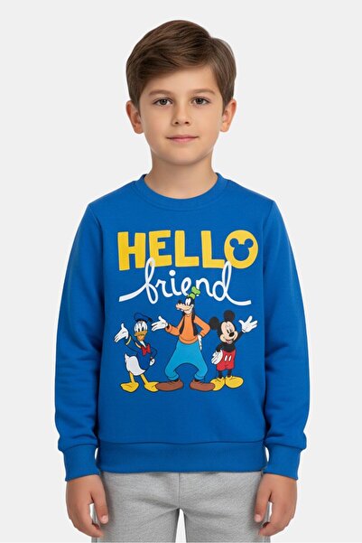 Disney x Micky And Friends Kids Boy Crew Neck Long Sleeve Sweatshirt, Blue