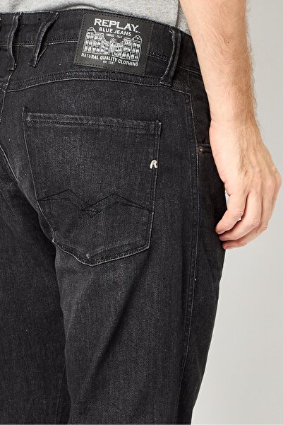 Replay Men Slim Fit Washed Stretchable Jeans, Black