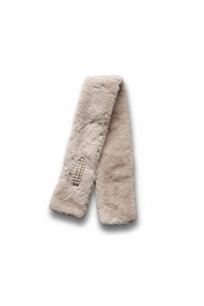 CAŞ DEKORASYON Beige Color Pearl Plush Children's Scarf
