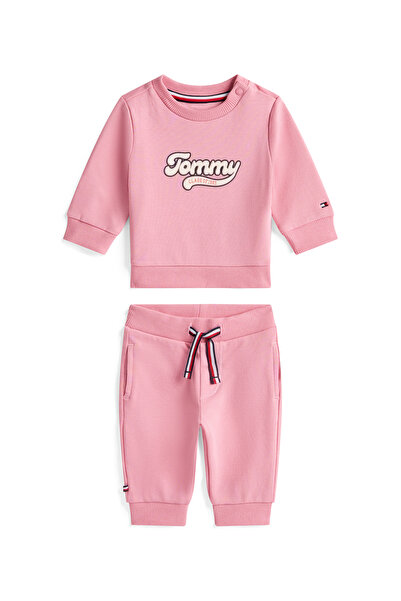 Tommy Hilfiger Baskılı Pembe Bebek Eşofman Takımı KN0KN02109THC