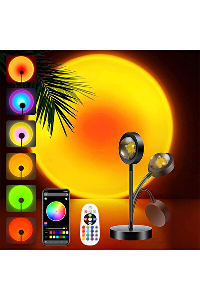 PHONE PLANET مصباح أرضي بإسقاط غروب الشمس - أصفر