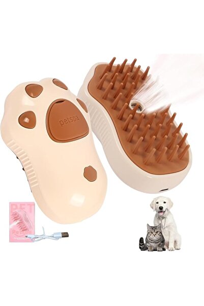 Arabest 3 In 1 Pet Steam Brush, Multifunction Rechargeable Silicone Self-Cleaning Spray Cat Brush