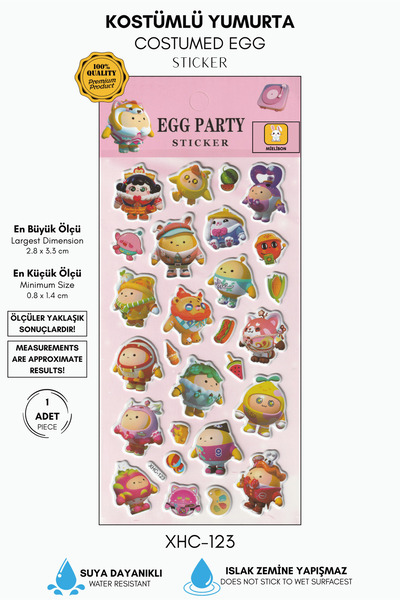 Mielibon Kostümlü Yumurta Kawaii Sticker Çıkartma – Suya Dayanıklı