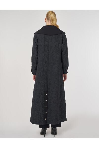 Kayra Wide Collar Overcoat Black