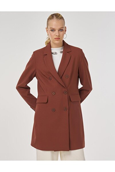 Kayra Basic Blazer Jacket Dark Brown