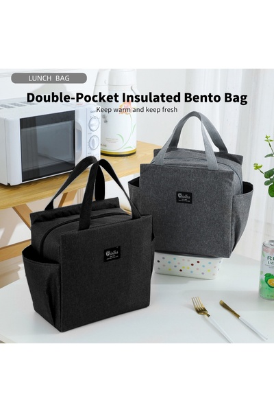 Lullaxx Lunch bag, insulated lunch bag, tote bag, unisex, reusable, suitable for picnics and travel (grey).